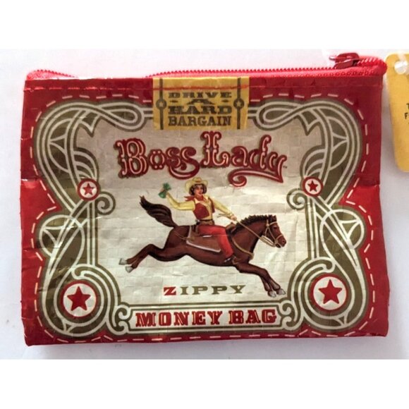 Blue Q Bag Boss Lady Zippy Money Bag Coin Bag Red Recicled Plastic Zipper 4*3" - Picture 3 of 6